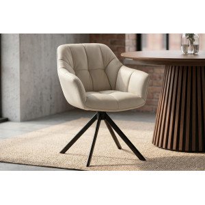 PAPILLON design forgatható szék - valódi bőr - beige INVICTA