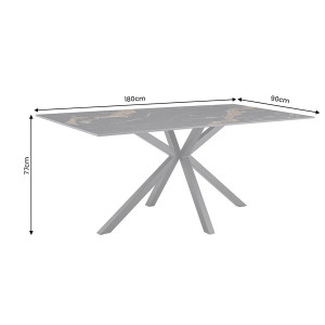 PHOENIX design kerámia étkezőasztal - 160/180cm -fekete/beige