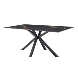 PHOENIX design kerámia étkezőasztal - 160/180cm -fekete/beige