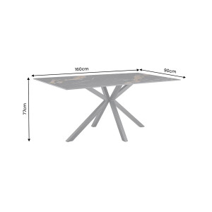 PHOENIX design kerámia étkezőasztal - 160/180cm -fekete/beige