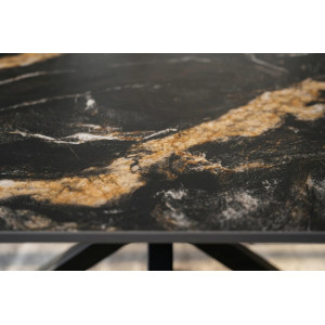 PHOENIX design kerámia étkezőasztal - 160/180cm -fekete/beige