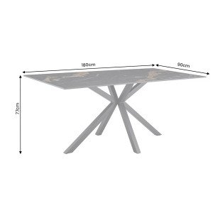 PHOENIX design kerámia étkezőasztal - 160/180cm -fekete/beige