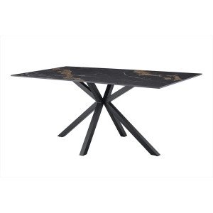 PHOENIX design kerámia étkezőasztal - 160/180cm -fekete/beige