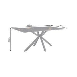 PHOENIX design kerámia étkezőasztal - 160/180cm -fekete/beige