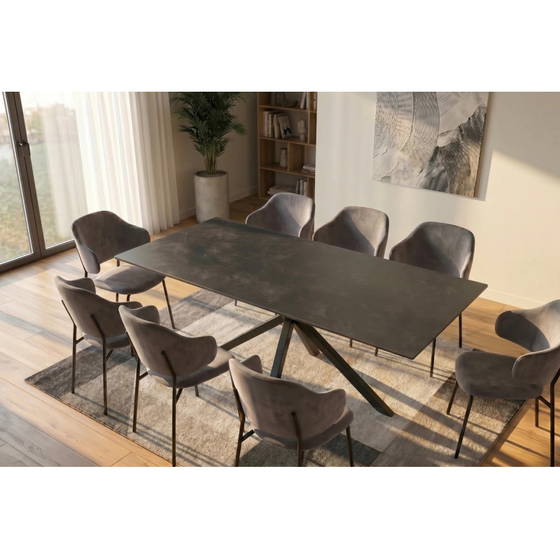 PHOENIX design kerámia étkezőasztal - 160/180cm -szürke