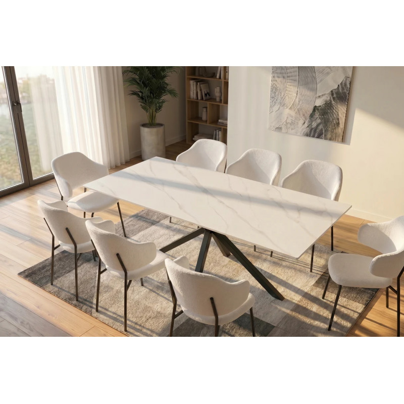 PHOENIX design kerámia étkezőasztal - 160/180cm -fehér