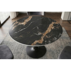 LYON design kerek étkezőasztal - 80cm - fekete/homok