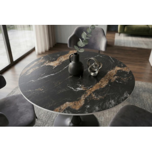 LYON design kerek étkezőasztal - 80cm - fekete/homok