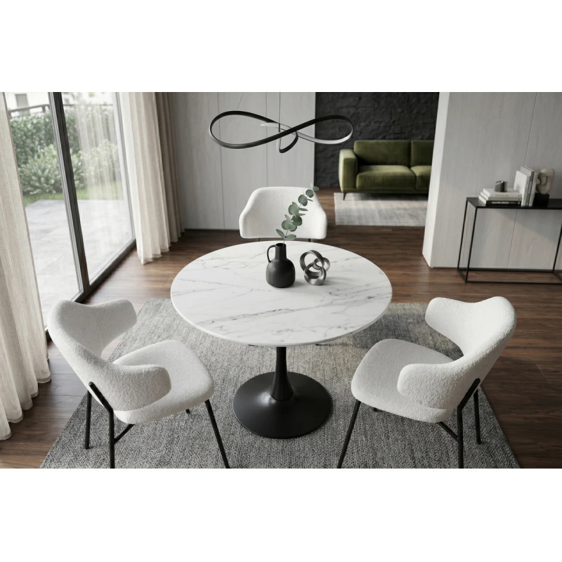 LYON design kerek étkezőasztal - 80cm - fehér