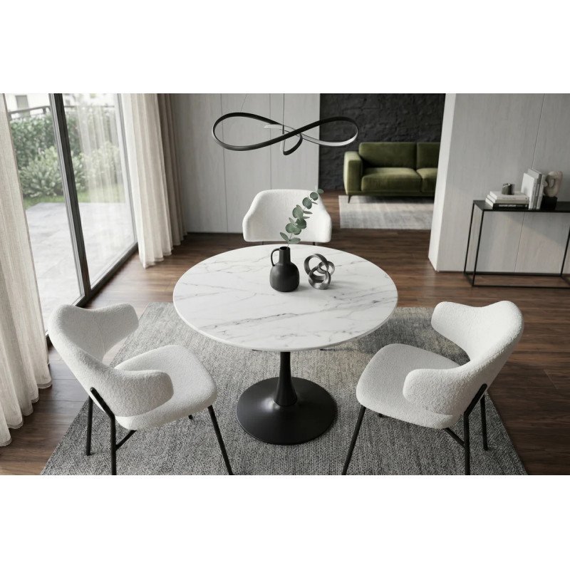 LYON design kerek étkezőasztal - 80cm - fehér