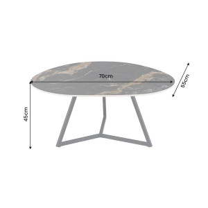MARVELOUS modern kerámia dohányzóasztal - 70/90cm - fekete/beige