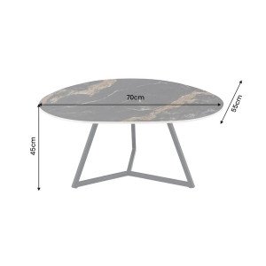 MARVELOUS modern kerámia dohányzóasztal - 70/90cm - fekete/beige