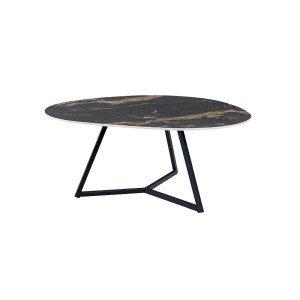 MARVELOUS modern kerámia dohányzóasztal - 70/90cm - fekete/beige