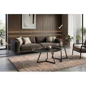 MARVELOUS modern kerámia dohányzóasztal - 70/90cm - fekete/beige