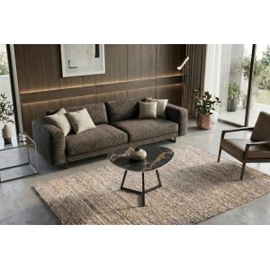 MARVELOUS modern kerámia dohányzóasztal - 70/90cm - fekete/beige