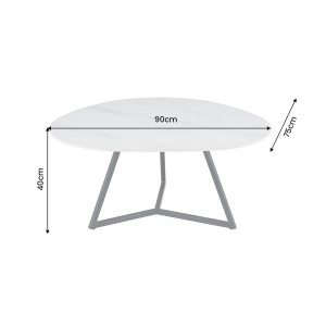 MARVELOUS modern kerámia dohányzóasztal - 70/90cm - fehér