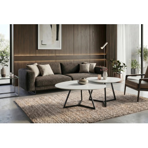 MARVELOUS modern kerámia dohányzóasztal - 70/90cm - fehér