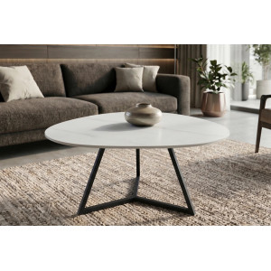 MARVELOUS modern kerámia dohányzóasztal - 70/90cm - fehér