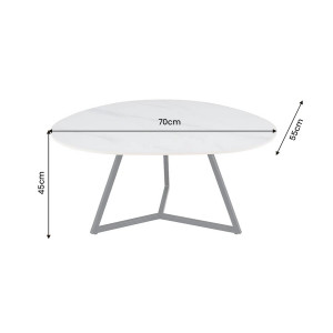 MARVELOUS modern kerámia dohányzóasztal - 70/90cm - fehér