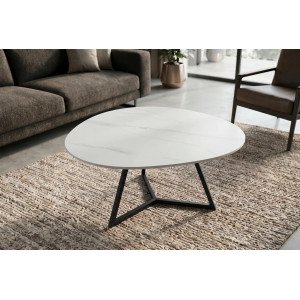 MARVELOUS modern kerámia dohányzóasztal - 70/90cm - fehér
