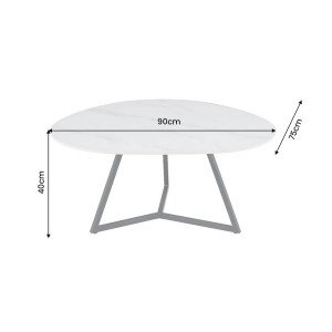 MARVELOUS modern kerámia dohányzóasztal - 70/90cm - fehér