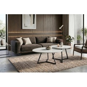 MARVELOUS modern kerámia dohányzóasztal - 70/90cm - fehér