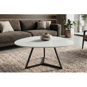 MARVELOUS modern kerámia dohányzóasztal - 70/90cm - fehér