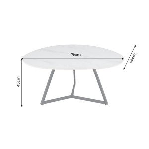 MARVELOUS modern kerámia dohányzóasztal - 70/90cm - fehér