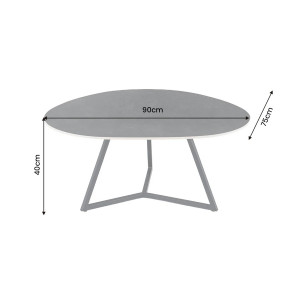 MARVELOUS modern kerámia dohányzóasztal - 70/90cm - szürke