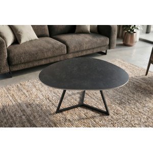 MARVELOUS modern kerámia dohányzóasztal - 70/90cm - szürke