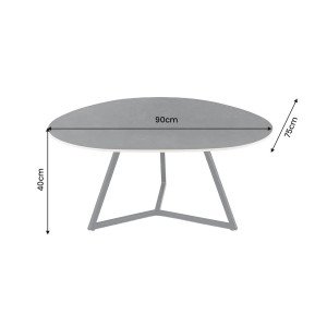 MARVELOUS modern kerámia dohányzóasztal - 70/90cm - szürke