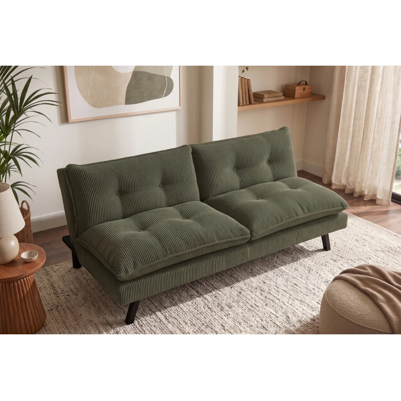 HOMELY modern kanapéágy - 190cm - zöld kordbársony