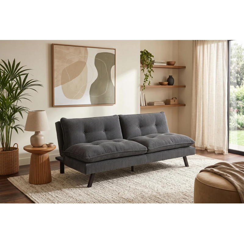 HOMELY modern kanapéágy - 190cm - szürke kordbársony