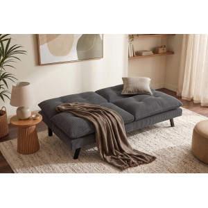 HOMELY modern kanapéágy - 190cm - szürke kordbársony