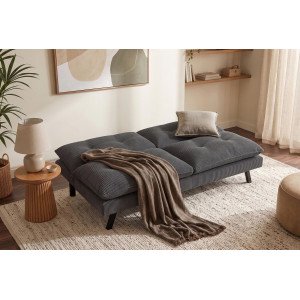 HOMELY modern kanapéágy - 190cm - szürke kordbársony