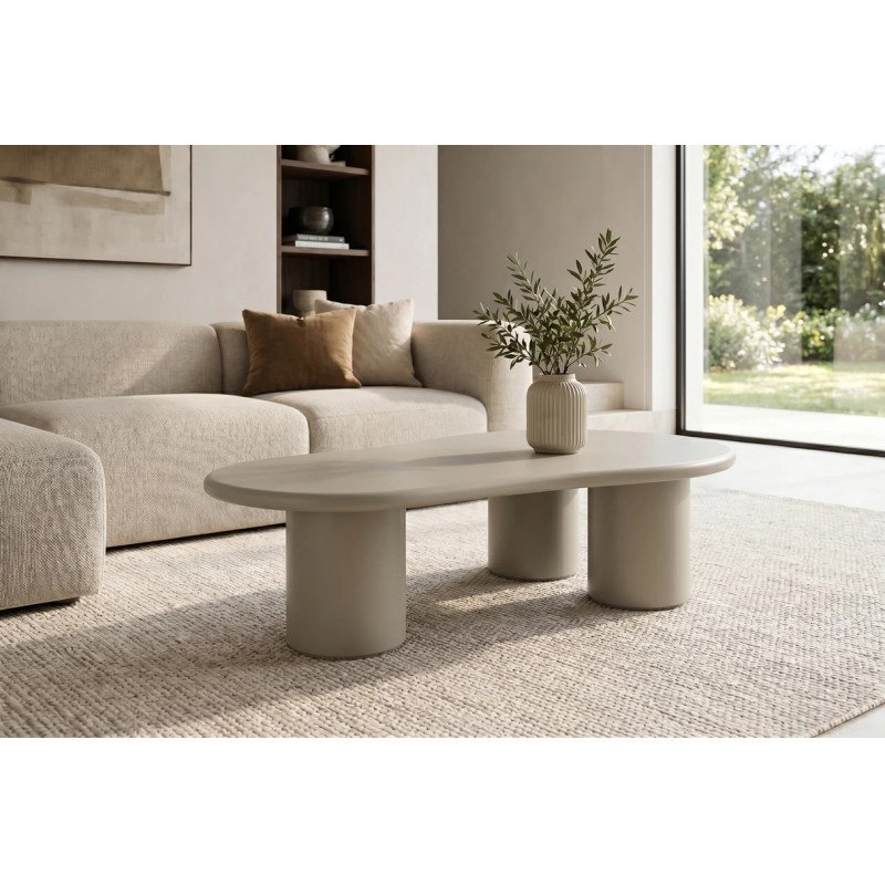 ORGANICO modern dohányzóasztal - 130cm - beige