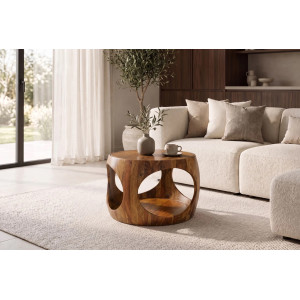 ORGANIC LOOP tömör rózsafa dohányzóasztal - 60cm Fa