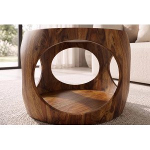 ORGANIC LOOP tömör rózsafa dohányzóasztal - 60cm