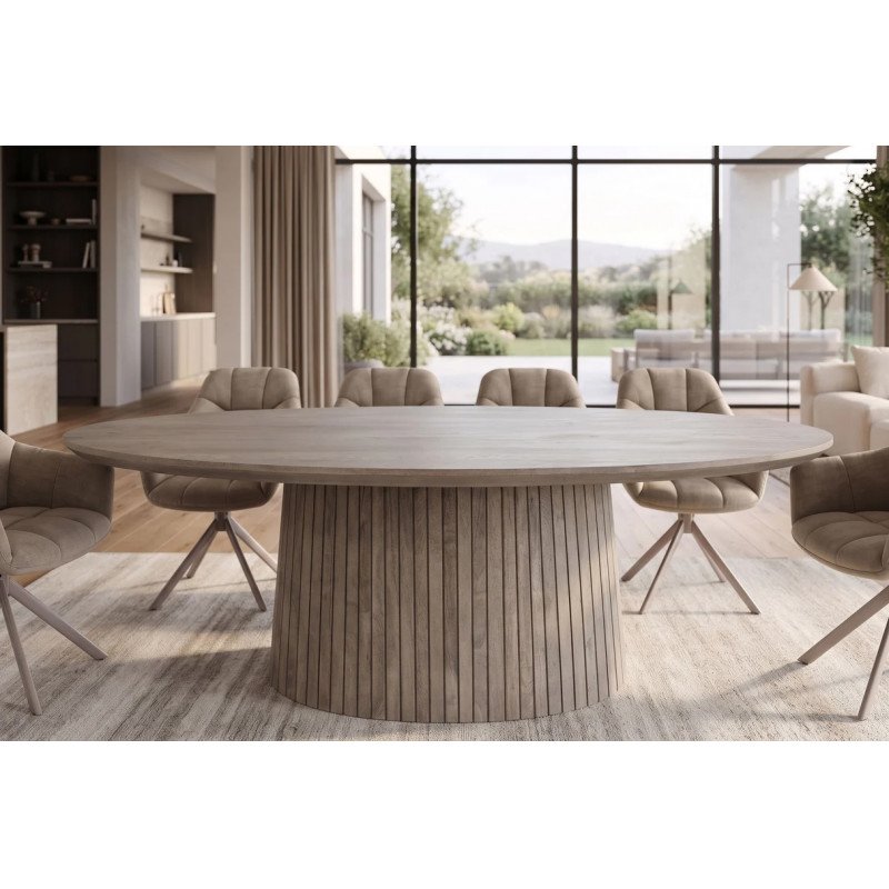 DECORAND modern mangófa étkezőasztal - 220cm - szürke