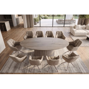 DECORAND modern mangófa étkezőasztal - 220cm - szürke