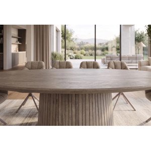 DECORAND modern mangófa étkezőasztal - 220cm - szürke