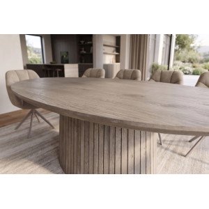 DECORAND modern mangófa étkezőasztal - 220cm - szürke