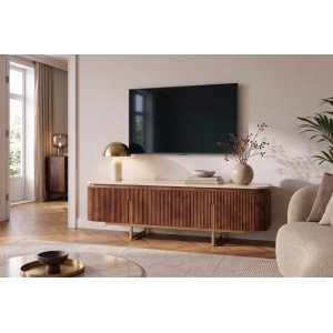 VILAS prémium mangófa TV-szekrény travertin lappal - 160cm INVICTA