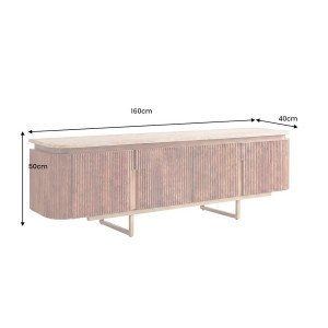 VILAS prémium mangófa TV-szekrény travertin lappal - 160cm