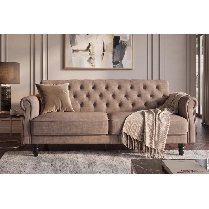 MAISON BELLE modern bársony kanapéágy - 220cm - greige