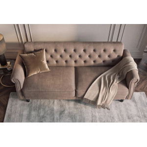 MAISON BELLE modern bársony kanapéágy - 220cm - greige