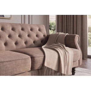 MAISON BELLE modern bársony kanapéágy - 220cm - greige