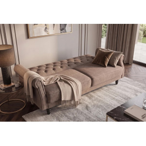 MAISON BELLE modern bársony kanapéágy - 220cm - greige