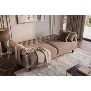 MAISON BELLE modern bársony kanapéágy - 220cm - greige