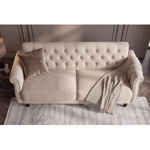 MAISON BELLE modern bársony kanapéágy - 220cm - beige